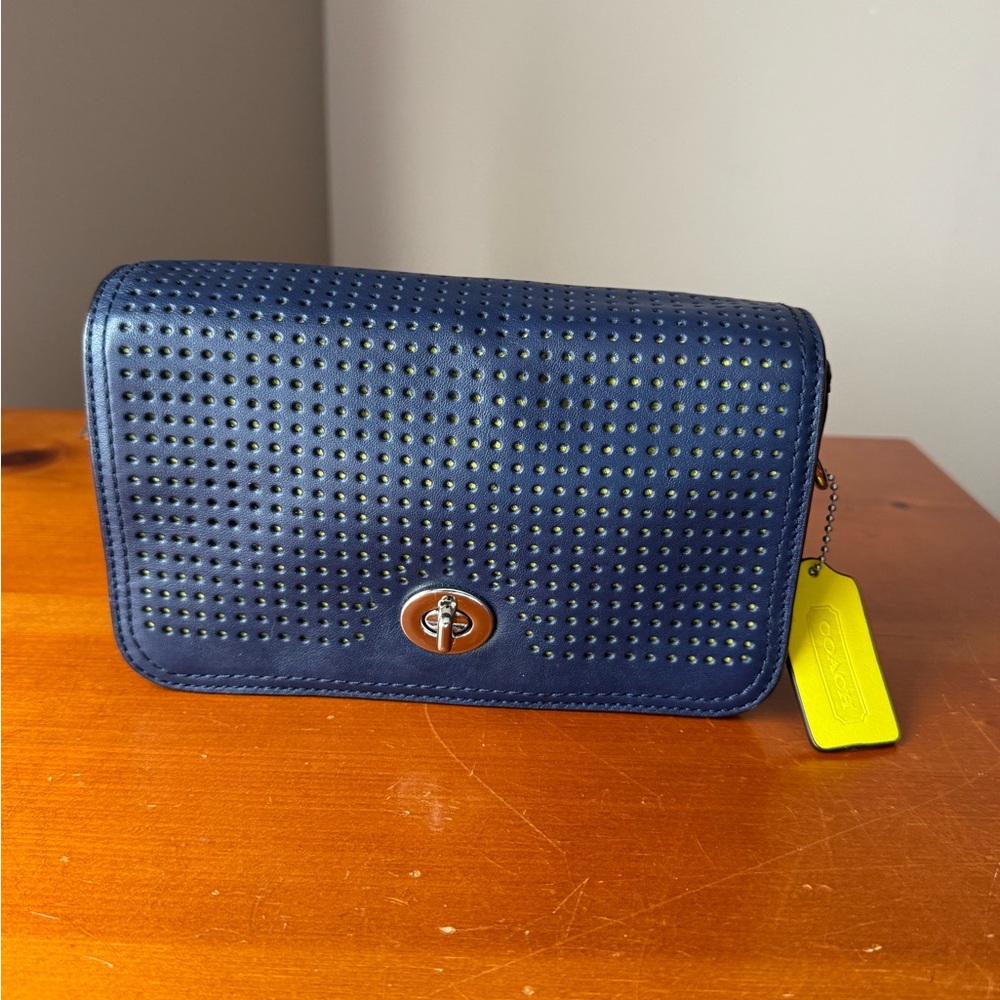 Coach Navy Blue Perforated Women's Bag